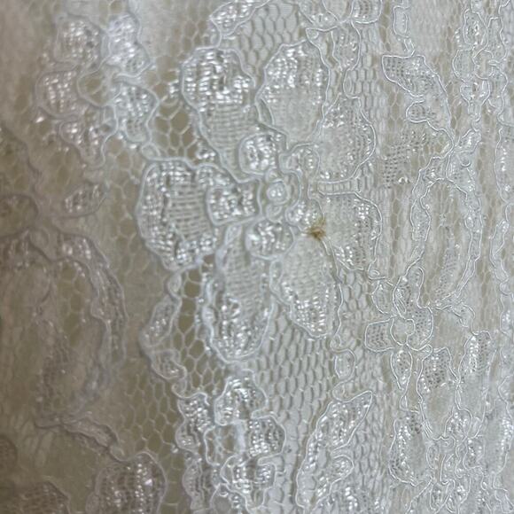 Vintage White Lace Blouse Womens M Sheer Lined Short Sleeve Cottagecore Romantic - Picture 5 of 11